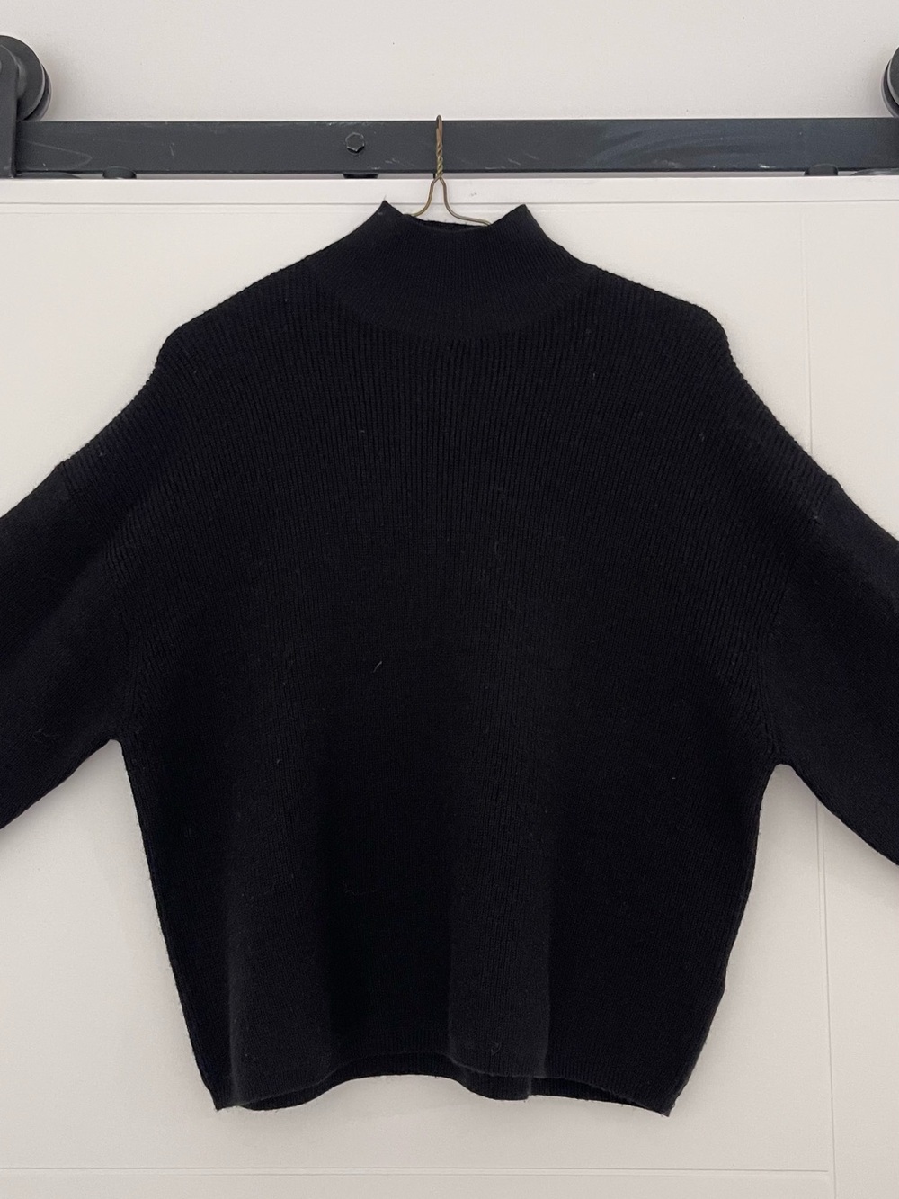 OAK + FORT Black Funnel Neck Knit Sweater